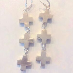 Sterling Silver Cross Drop Earrings